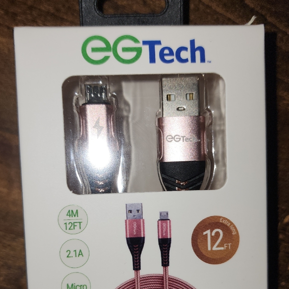 12ft Rose Gold Micro USB Cable - Picture 2 of 2